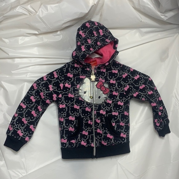 Toddler Hello Kitty Black & Pink Zip Up Hoodie Size 24 month - Picture 2 of 5